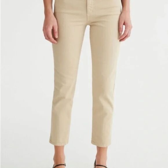 Adriano Goldschmied Jeans Womens 27R Tan Snake Isabelle High Rise Straight Crop - Picture 3 of 11